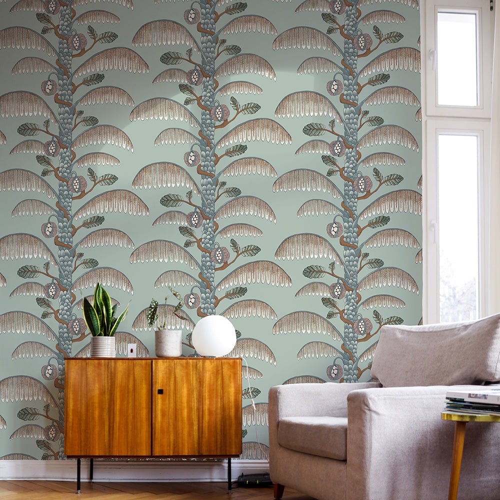 Palm Stripe Wallpaper - Radmoor Blue - Josephine Munsey - JMW-101501 - Premier Wallcovering