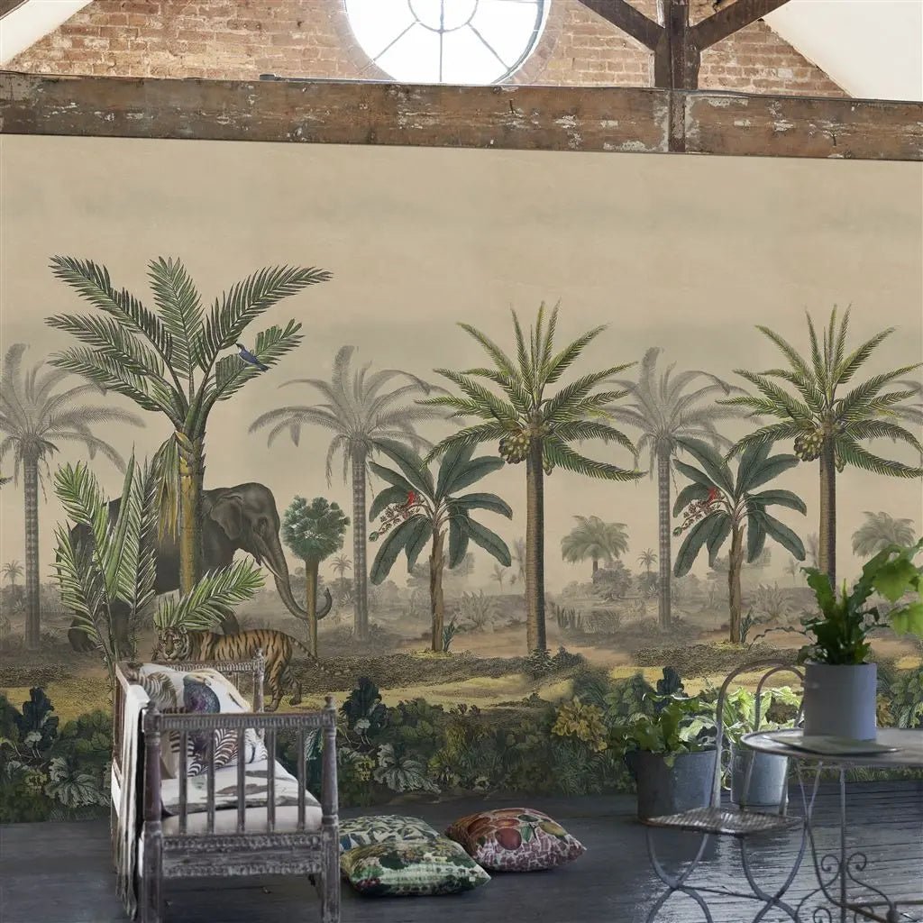 Palm Trail Scene 1 Wallpaper - Sepia - John Derian - PJD6007/01 - Premier Wallcovering