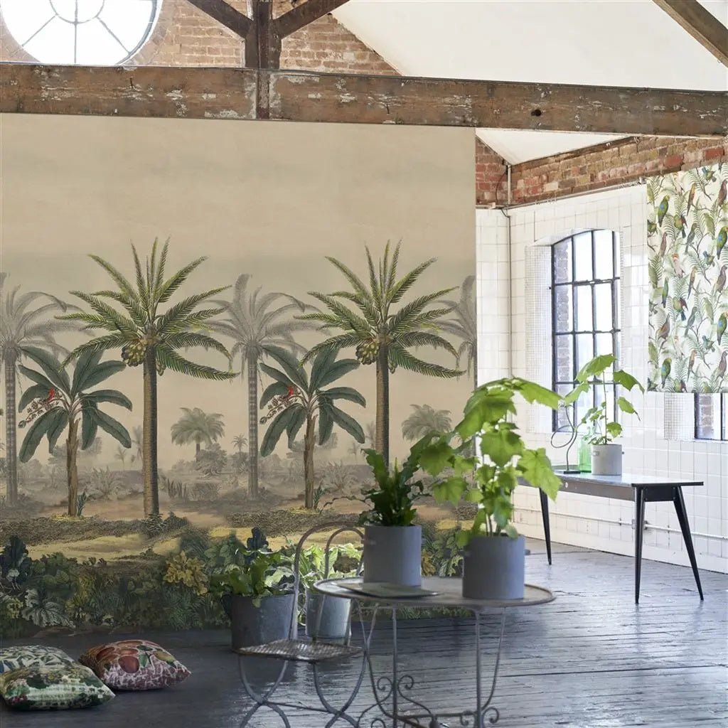 Palm Trail Scene 2 Wallpaper - Sepia - John Derian - PJD6008/01 - Premier Wallcovering