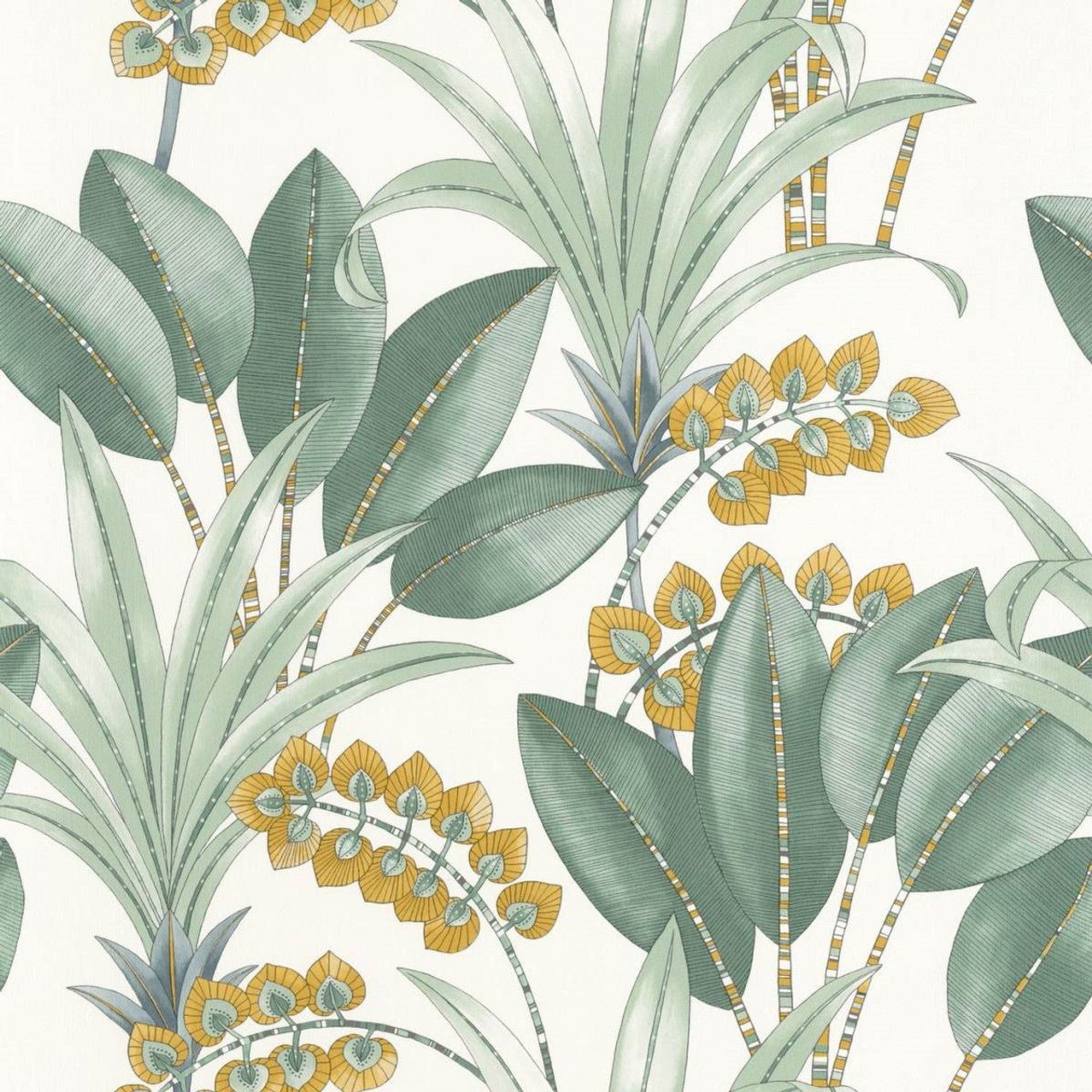 Palma Nicaragua Wallpaper - Vert And Jaune - Casadeco - 86417404 - Premier Wallcovering