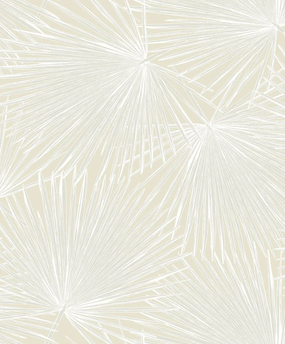 Palmate Leaf Frond Wallpaper - Pearl - NextWall - NW60100 - Premier Wallcovering