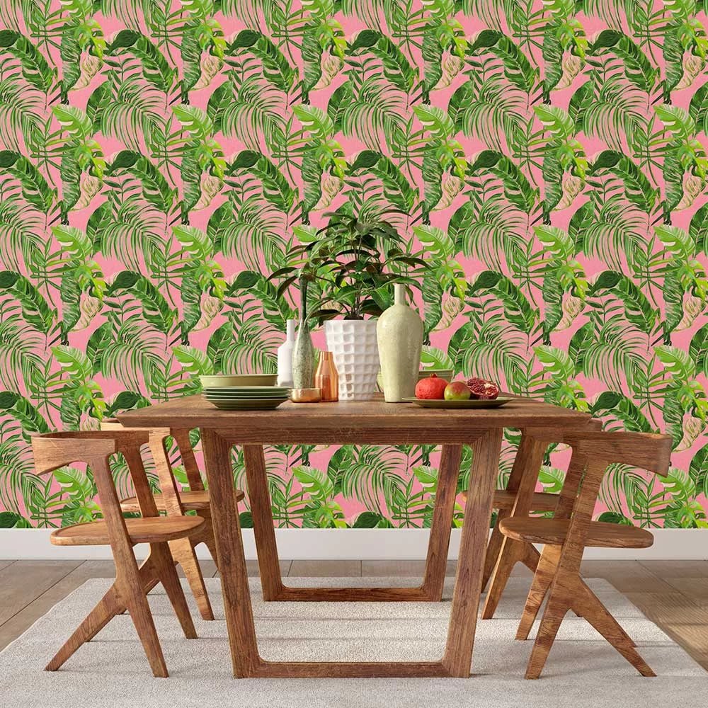 Palmera Wallpaper - Fuchsia - Ohpopsi - WLD53104W - Premier Wallcovering