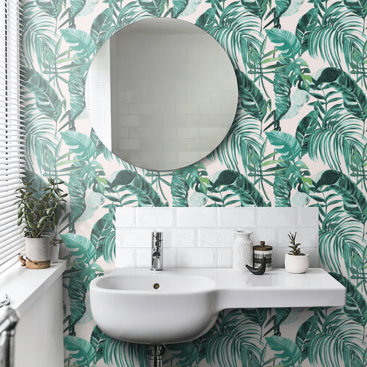 Palmera Wallpaper - Turquoise - Ohpopsi - WLD53101W - Premier Wallcovering