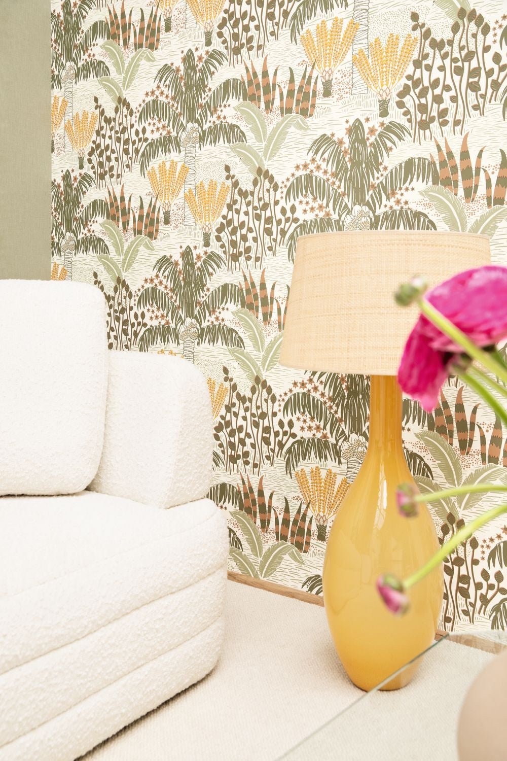 Palmeraie Wallpaper - Kaki Jaune - Caselio - 103697024 - Premier Wallcovering