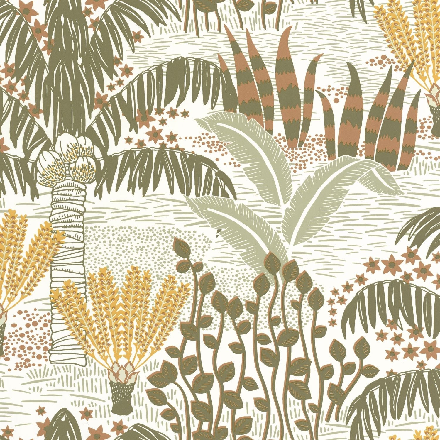 Palmeraie Wallpaper - Kaki Jaune - Caselio - 103697024 - Premier Wallcovering