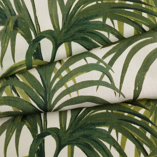 Palmeral Cotton Linen Fabric - Off White & Green - House of Hackney - 1-FA-PAL-CL-W&G-XXX-XXX - Premier Wallcovering