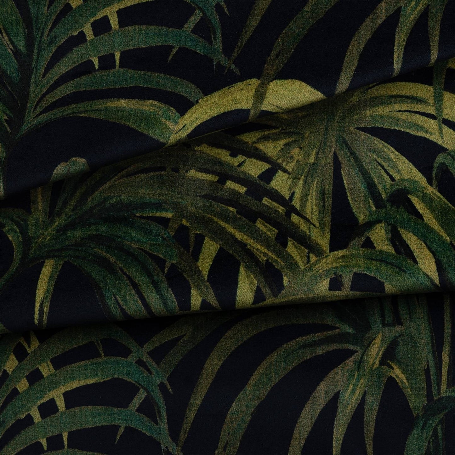 Palmeral Velvet Fabric - Midnight & Green - House of Hackney - 1-FA-PAL-VE-M&G-XXX-XXX - Premier Wallcovering