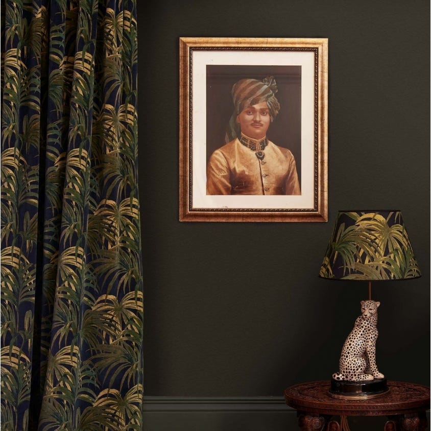 Palmeral Velvet Fabric - Midnight & Green - House of Hackney - 1-FA-PAL-VE-M&G-XXX-XXX - Premier Wallcovering