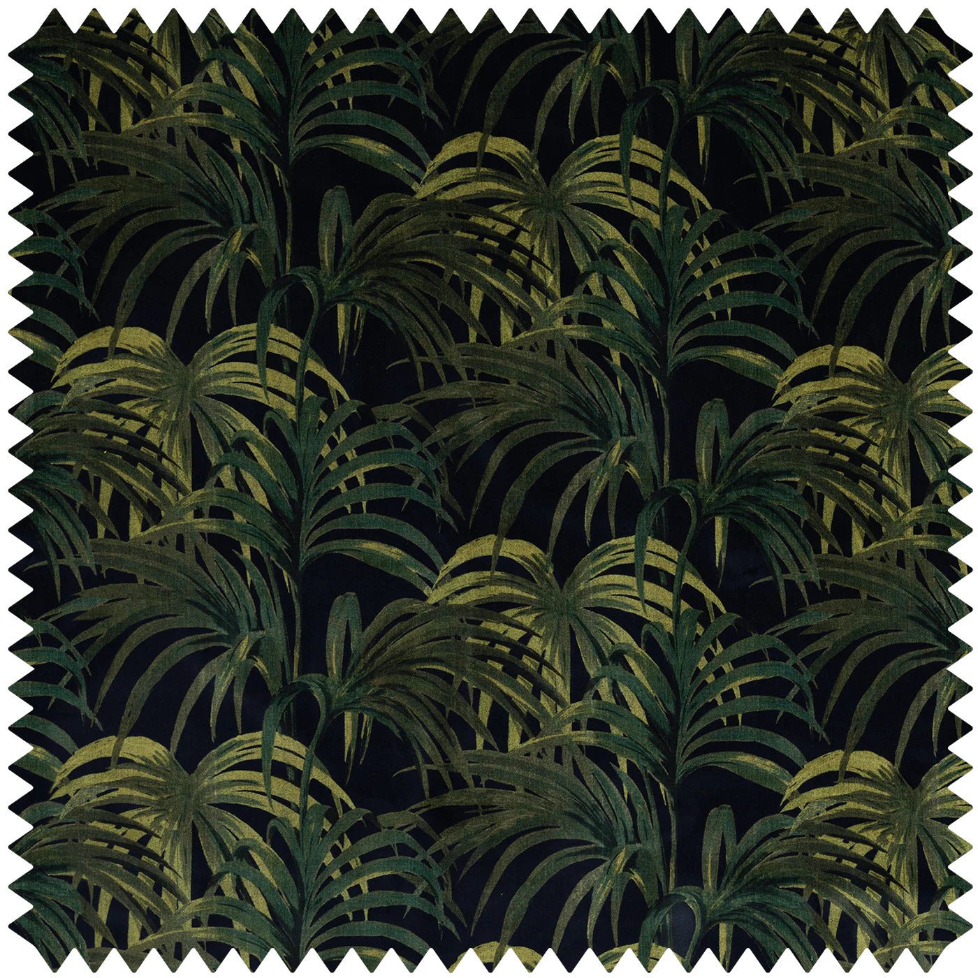 Palmeral Velvet Fabric - Midnight & Green - House of Hackney - 1-FA-PAL-VE-M&G-XXX-XXX - Premier Wallcovering