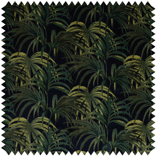 Palmeral Velvet Fabric - Midnight & Green - House of Hackney - 1-FA-PAL-VE-M&G-XXX-XXX - Premier Wallcovering