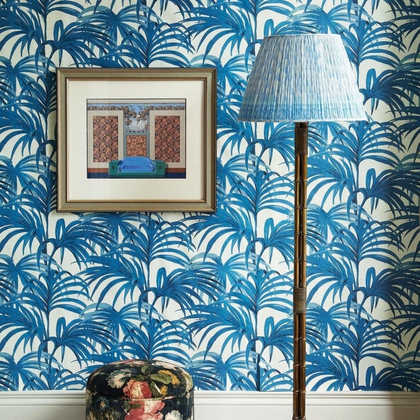 Palmeral Wallpaper - Off - White / Azure - House of Hackney - 1 - WA - PAL - DI - W&A - XXX - Premier Wallcovering