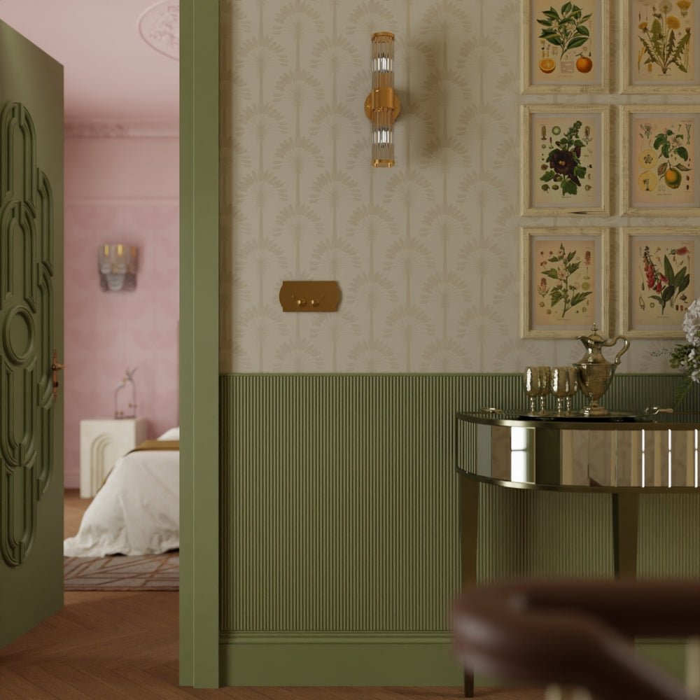 Palmette Wallpaper - Vintage Cream - LAN100194 - Lucie Annabel - Premier Wallcovering