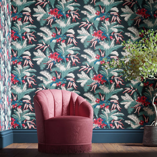 Palmetto Wallpaper - Black Cherry - 510033 - Morris & Co - Premier Wallcovering