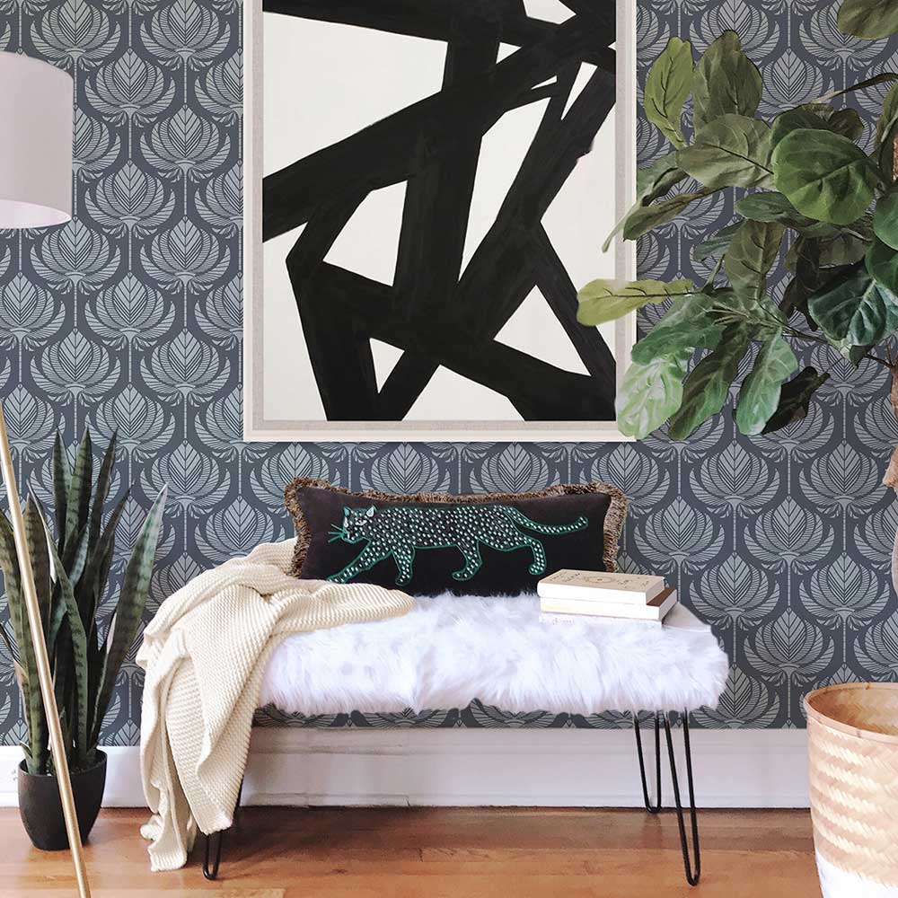 Palmier Wallpaper - Navy - A Street Prints - FD26424 - Premier Wallcovering