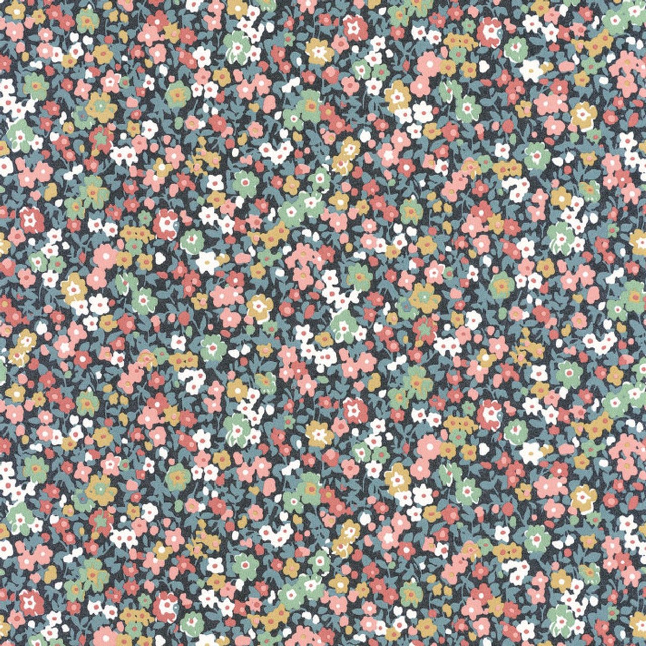 Pansy Flower Market Wallpaper - Bleu Nuit / Rose - Casadeco - 89216424 - Premier Wallcovering