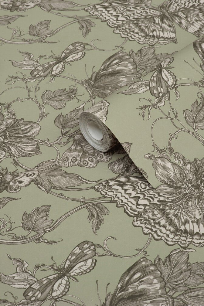 Papillon Wallpaper - Pistachio - Timorous Beasties - BTN/PAP/TXMT/05 - Premier Wallcovering