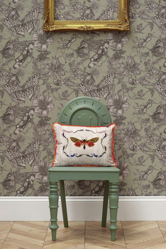 Papillon Wallpaper - Pistachio - Timorous Beasties - BTN/PAP/TXMT/05 - Premier Wallcovering