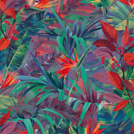 Paradise Floral Flower Wallpaper - Orange Multi - Grandeco - JF2301 - Premier Wallcovering
