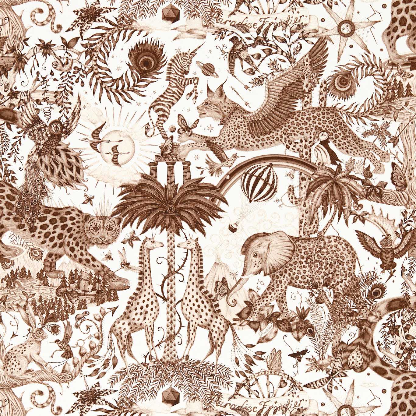 Paradise Lost Wallpaper - Sepia - Clarke & Clarke - Emma J Shipley - W0216/04 - Premier Wallcovering
