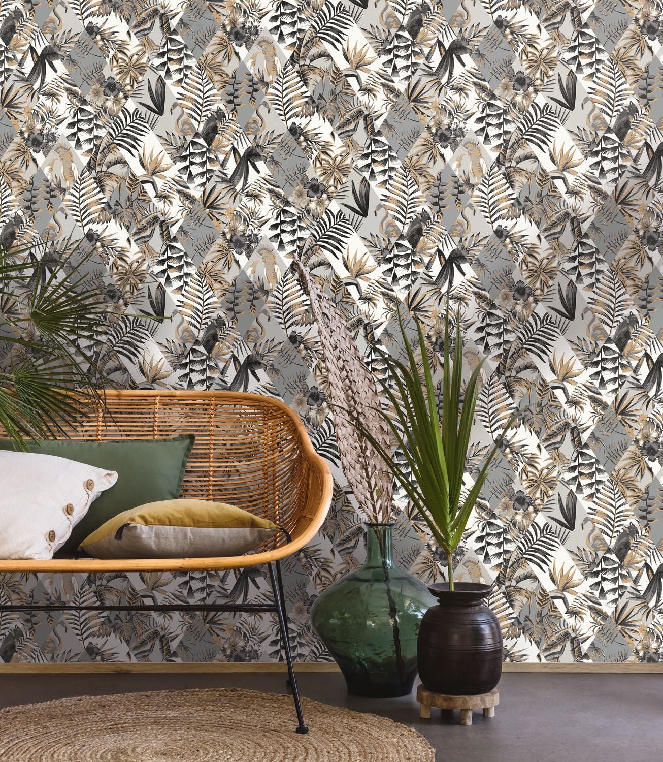 Paradise Wallpaper - Noir - Caselio - 101169092 - Premier Wallcovering