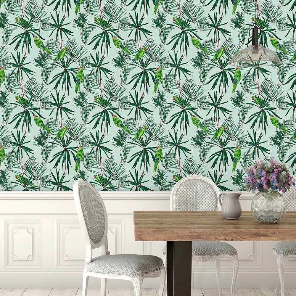 Paradise Wallpaper - Duck Egg - Ohpopsi - WLD53124W - Premier Wallcovering