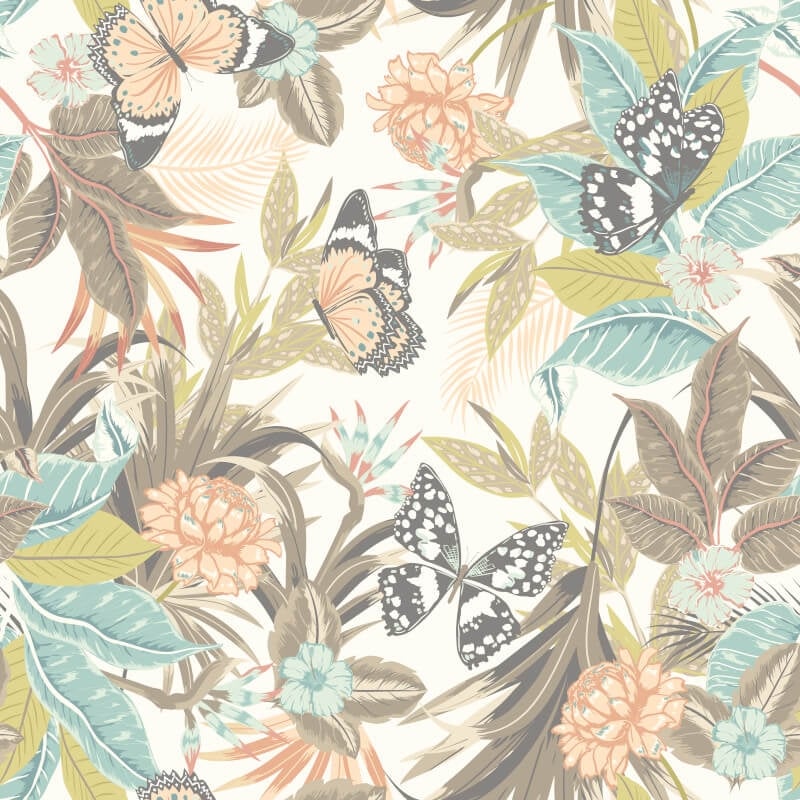 Paradise Wallpaper - Moss/Peach - Hoopla Walls - HWA1190W - Premier Wallcovering