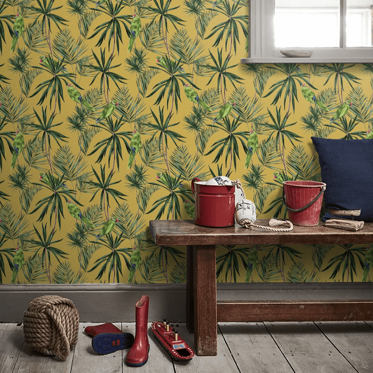 Paradise Wallpaper - Mustard - Ohpopsi - WLD53126W - Premier Wallcovering
