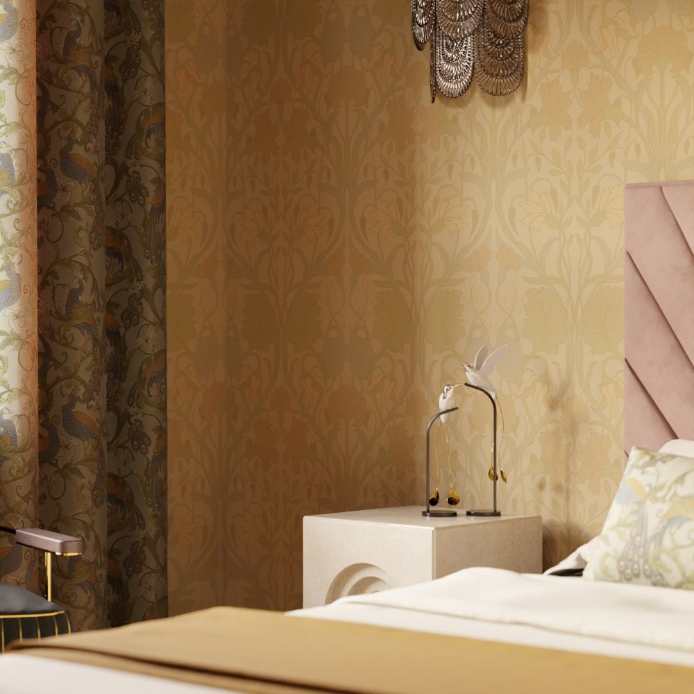 Parisienne Wallpaper - Vintage Hues on Ochre - LAN100169 - Lucie Annabel - Premier Wallcovering