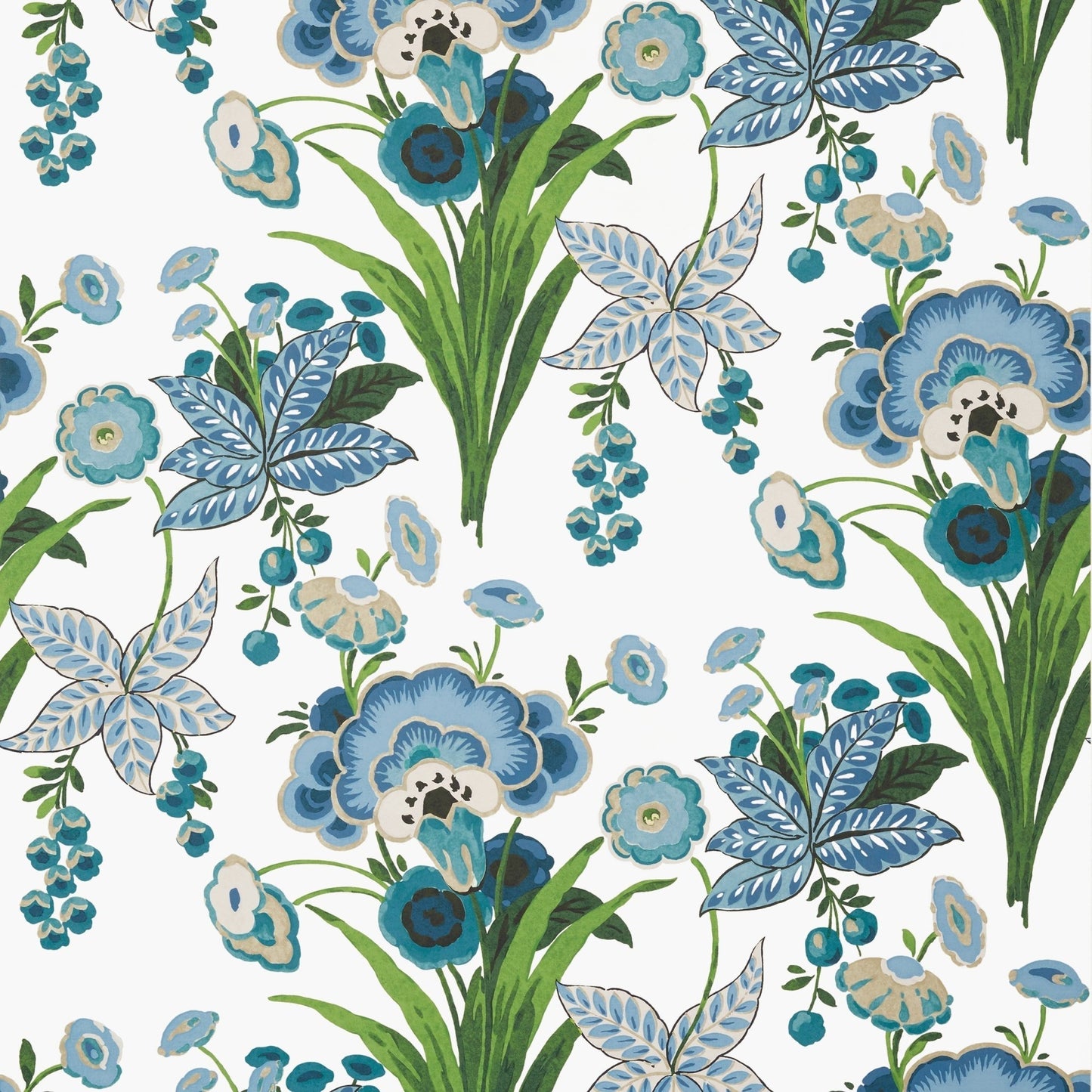 Pasadena Wallpaper - Blue & Green - Thibaut - T20851 - Premier Wallcovering