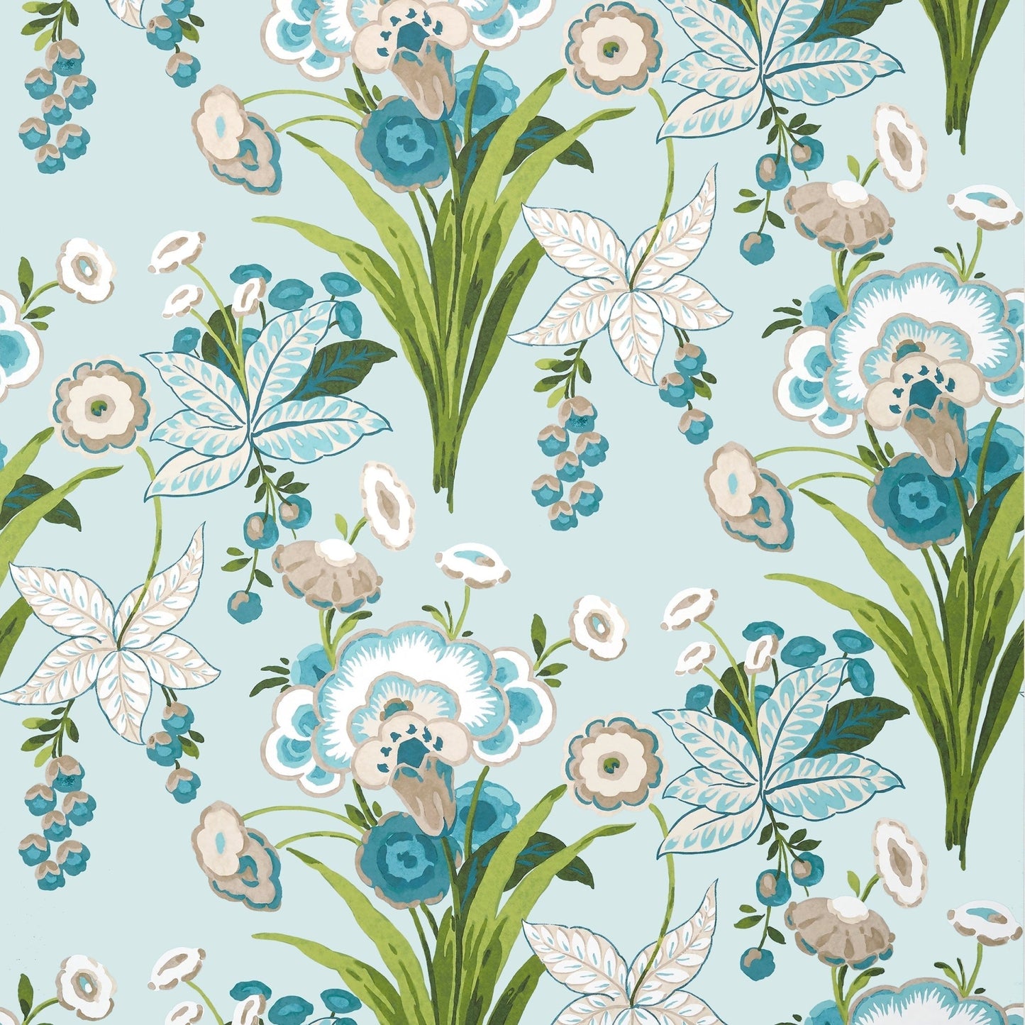 Pasadena Wallpaper - Spa Blue - Thibaut - T20855 - Premier Wallcovering