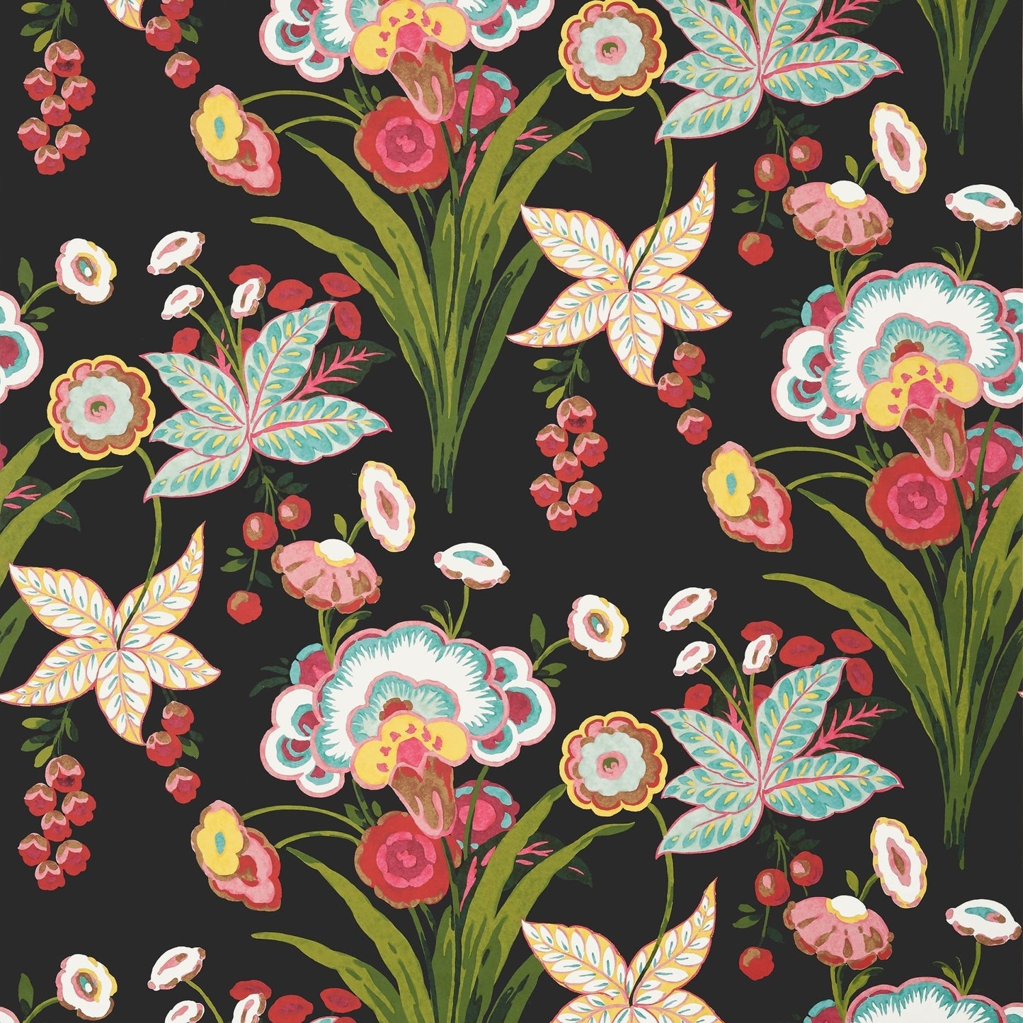 Pasadena Wallpaper - Black - Thibaut - T20853 - Premier Wallcovering