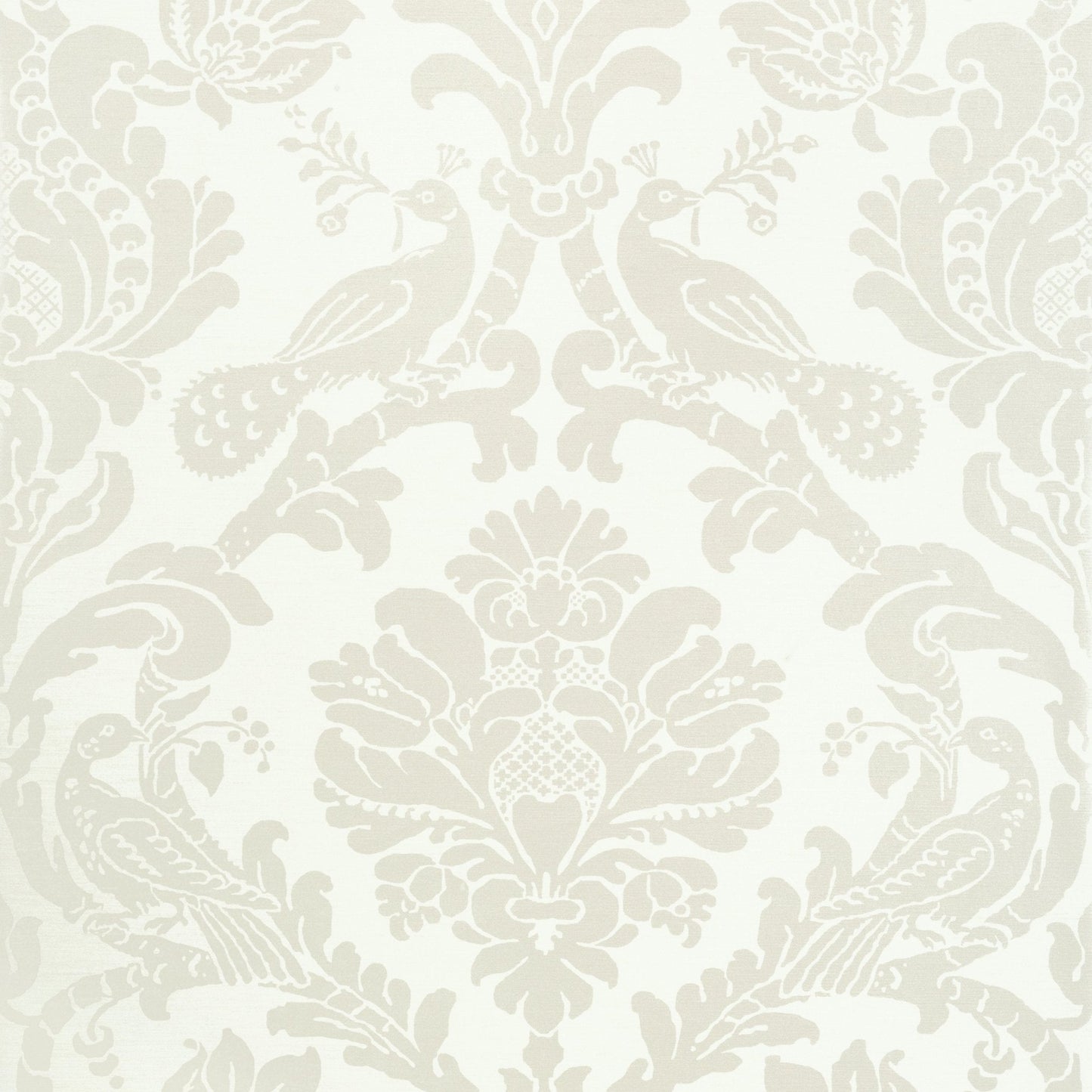 Passaro Damask Wallpaper - Pearl on White - Thibaut - T89134 - Premier Wallcovering
