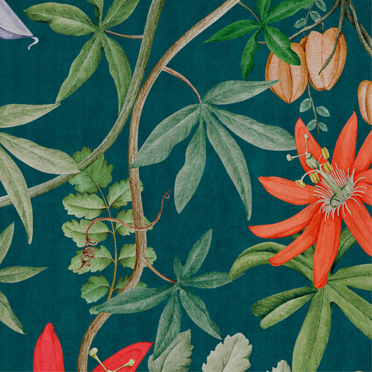 Passiflora Wall Mural - Blue - NLXL - UON - 12 - Premier Wallcovering