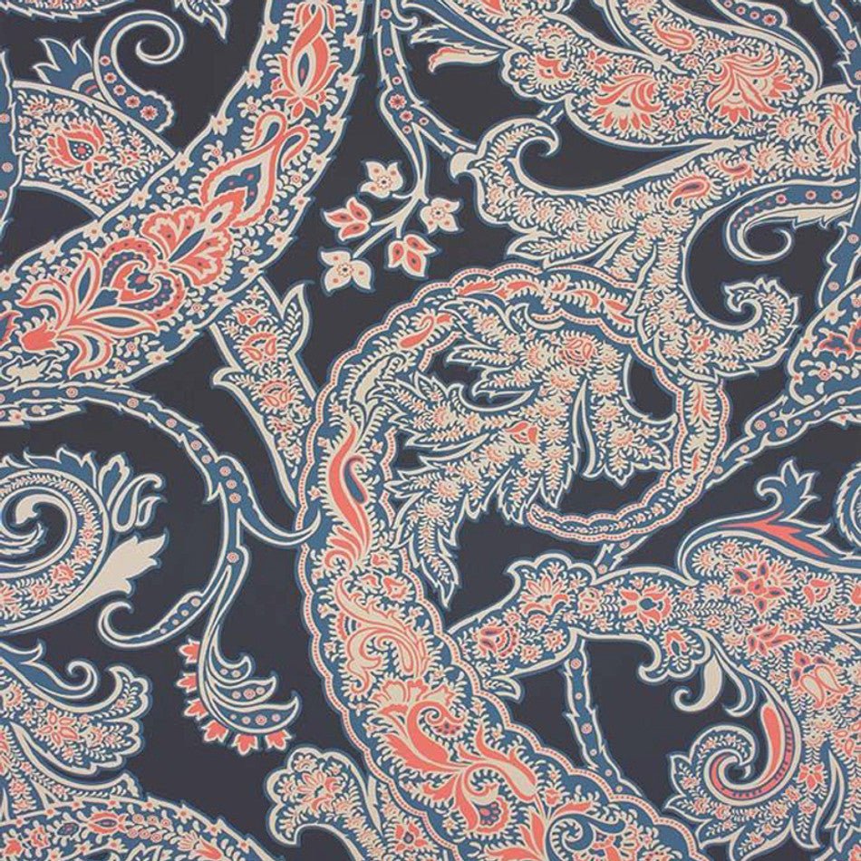 Patara Wallpaper - Navy/ Cobalt & Coral - Osborne & Little - W6750-06 - Premier Wallcovering