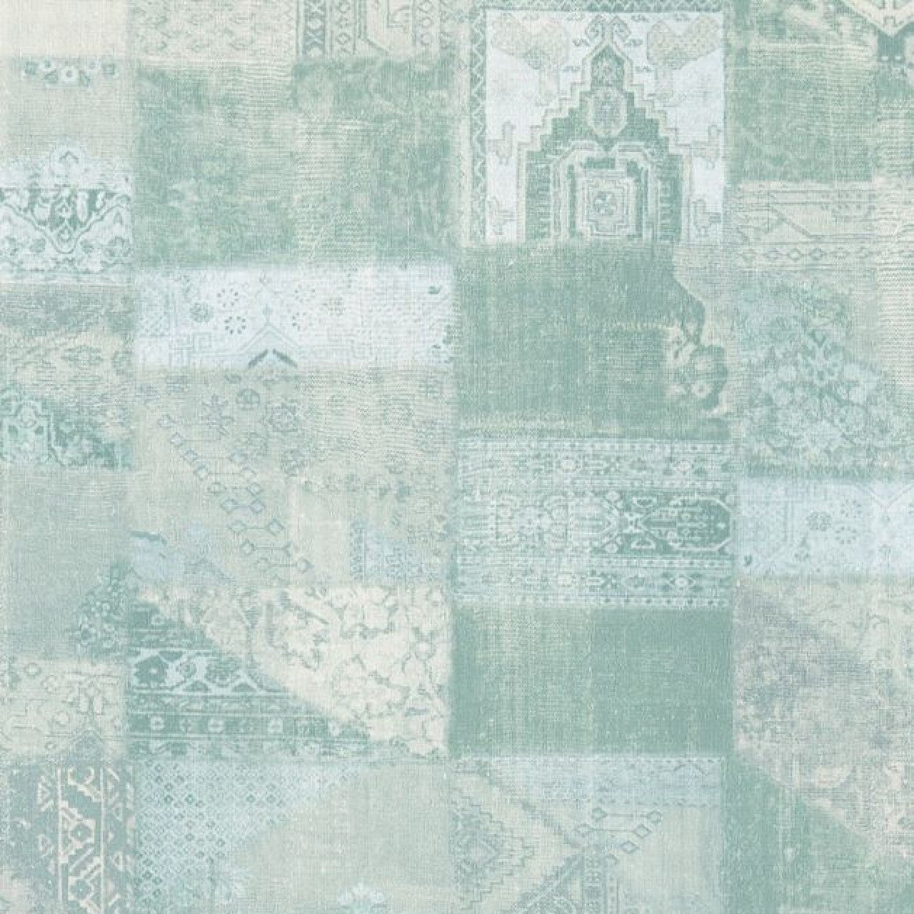 Patchwork Shabby Chic Masterpiece Wallpaper - Duck Egg - Eijffinger - 358033 - Premier Wallcovering