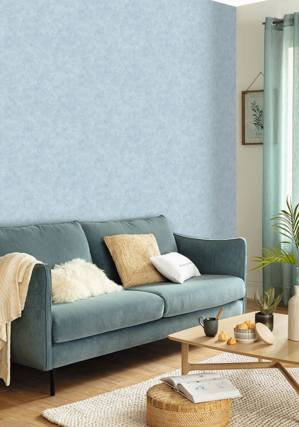 Patine Uni Wallpaper - Bleu Gris - Caselio - 100226603 - Premier Wallcovering