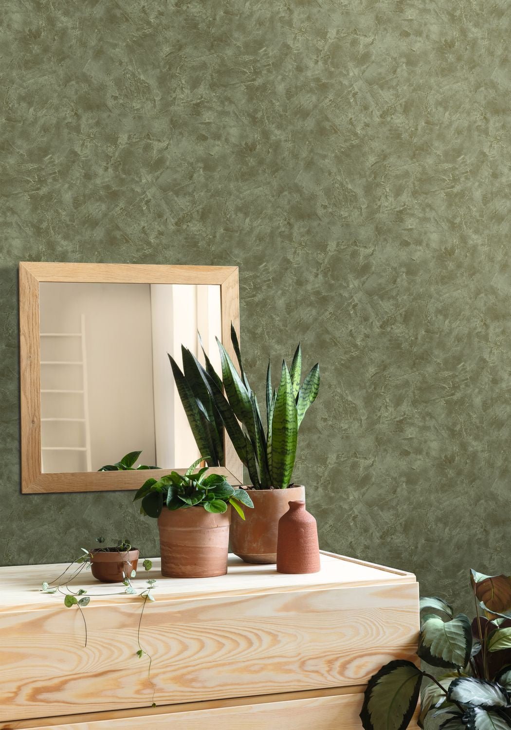 Patine Uni Wallpaper - Kaki - Caselio - 100227750 - Premier Wallcovering