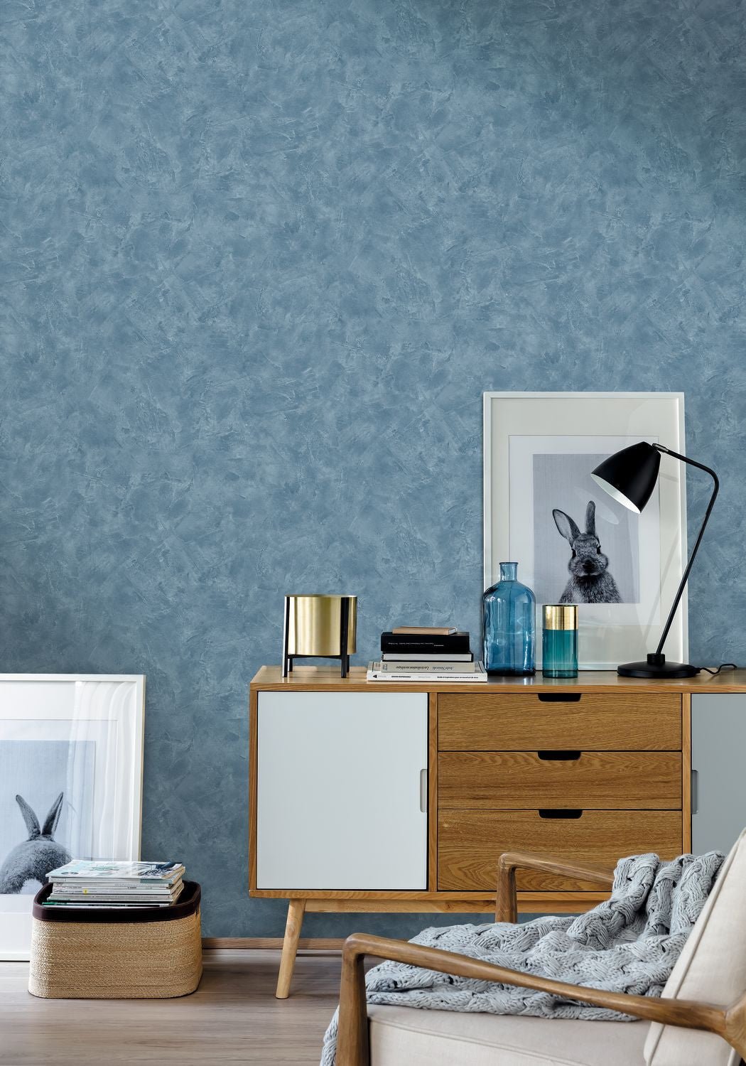 Patine Uni Wallpaper - Bleu Gris - Caselio - 100226895 - Premier Wallcovering