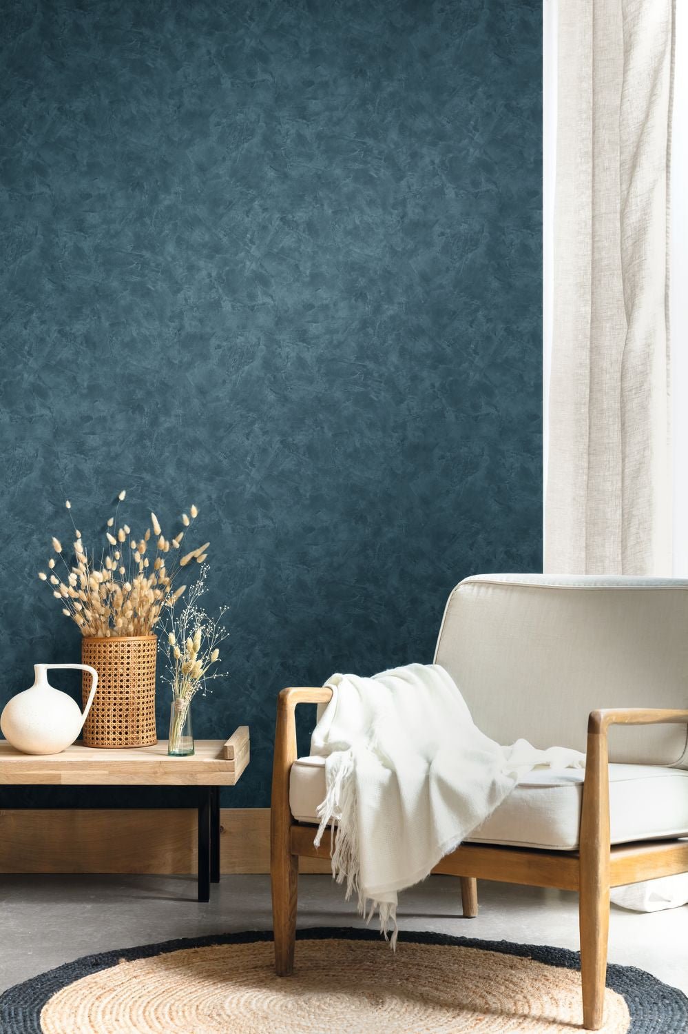Patine Uni Wallpaper - Bleu Mineral - Caselio - 100226941 - Premier Wallcovering