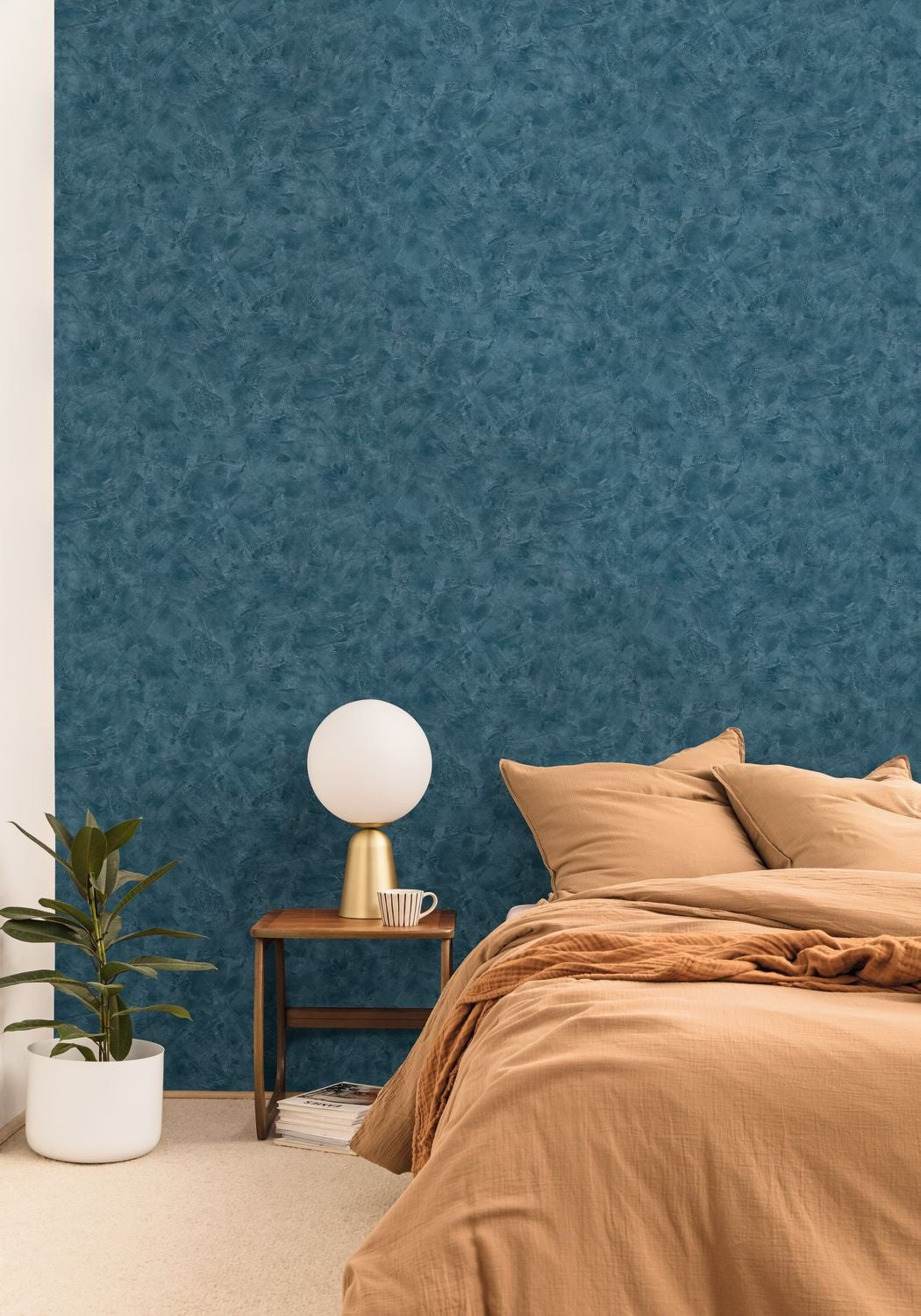 Patine Uni Wallpaper - Bleu Canard - Caselio - 100226830 - Premier Wallcovering