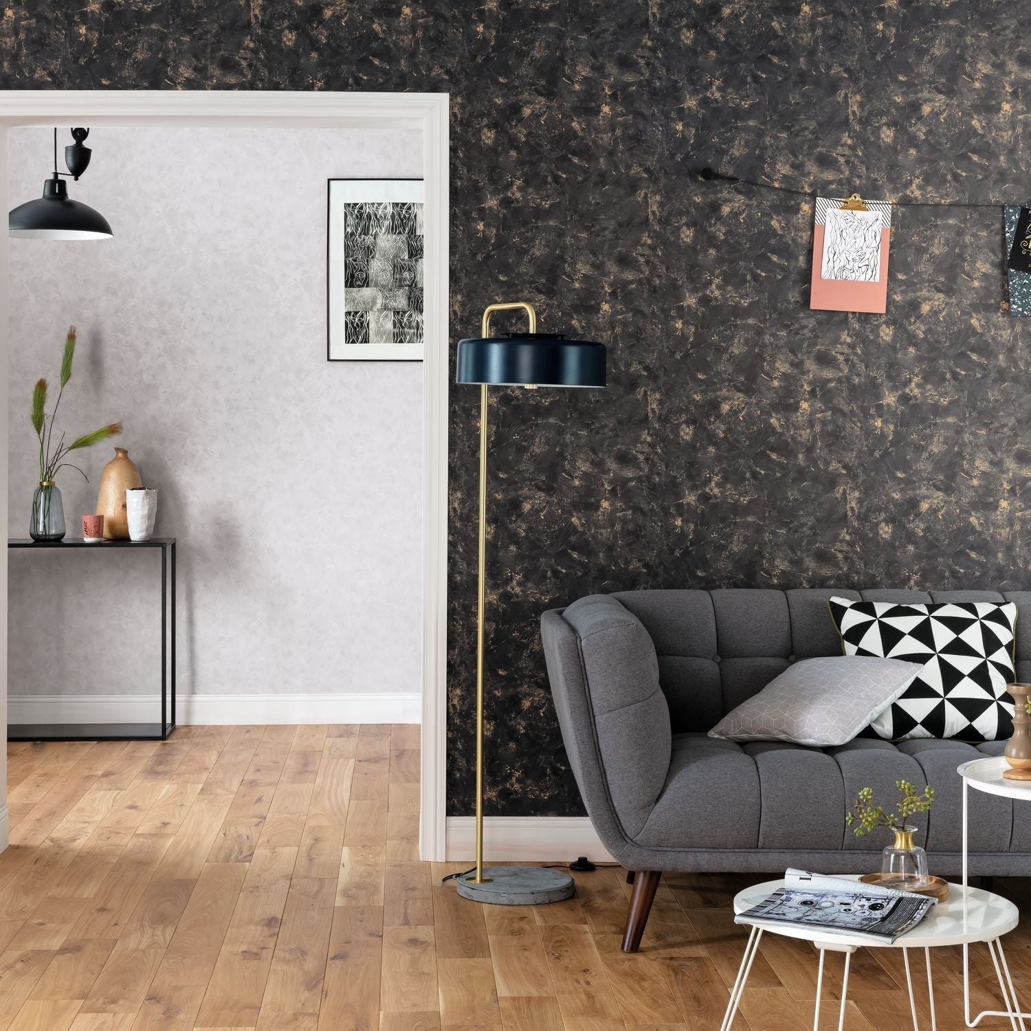 Patine Uni Wallpaper - Gris Moyen - Caselio - 100229128 - Premier Wallcovering