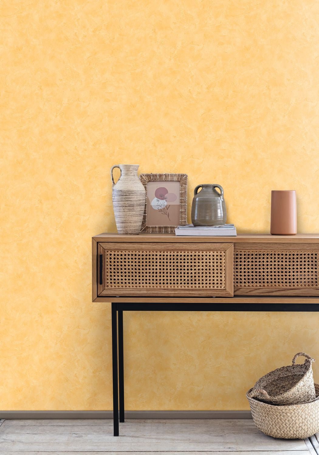 Patine Uni Wallpaper - Jaune - Caselio - 100222679 - Premier Wallcovering