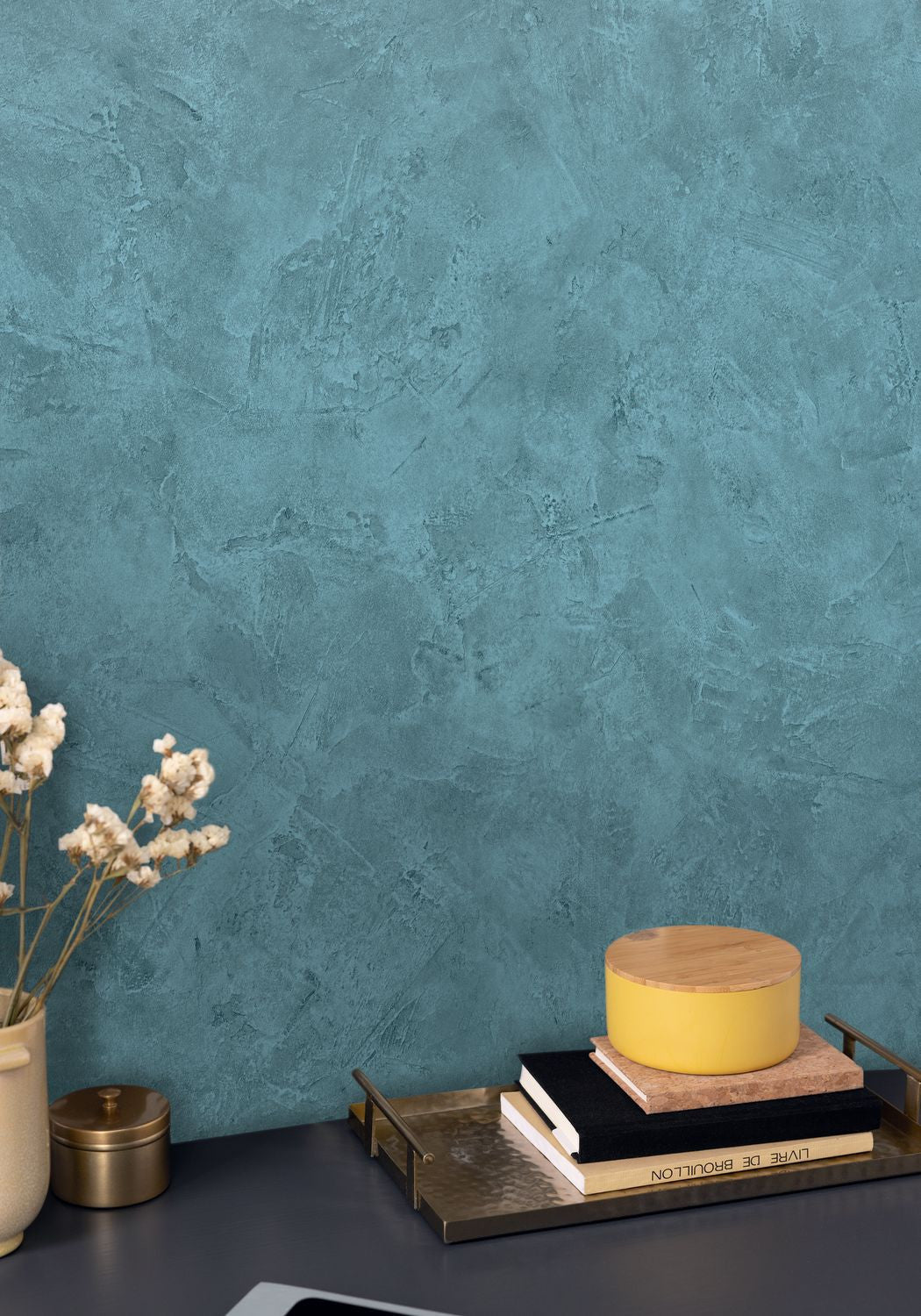 Patine Uni Wallpaper - Bleu Lagon - Caselio - 100226576 - Premier Wallcovering