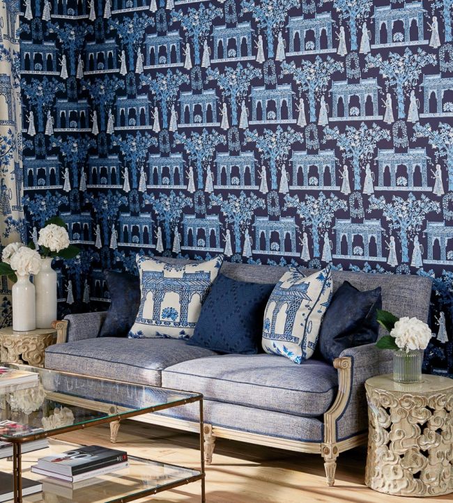 Pavilion Garden Wallpaper - Silver/Charcoal - Nina Campbell - NCW4272-02 - Premier Wallcovering