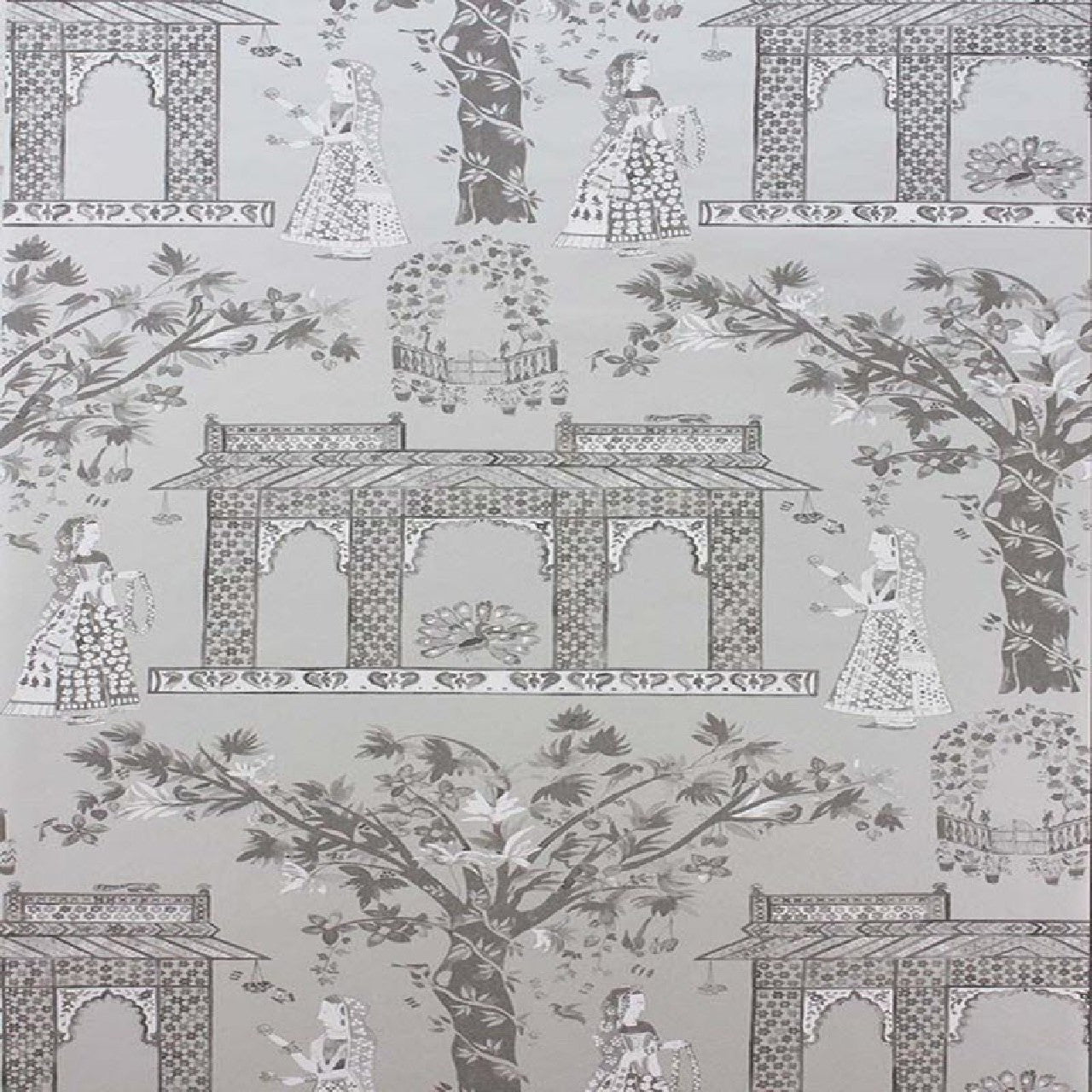 Pavilion Garden Wallpaper - Silver/Charcoal - Nina Campbell - NCW4272-02 - Premier Wallcovering