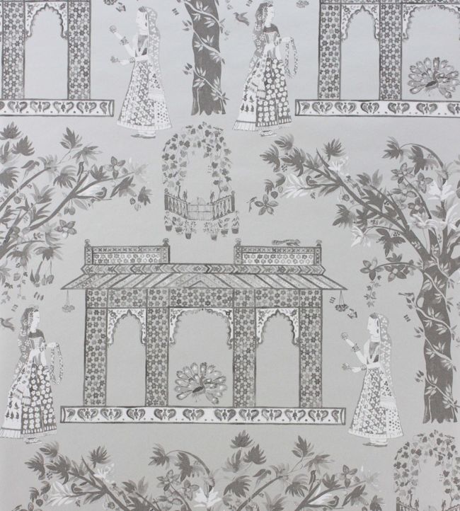 Pavilion Garden Wallpaper - Silver/Charcoal - Nina Campbell - NCW4272 - 02 - Premier Wallcovering