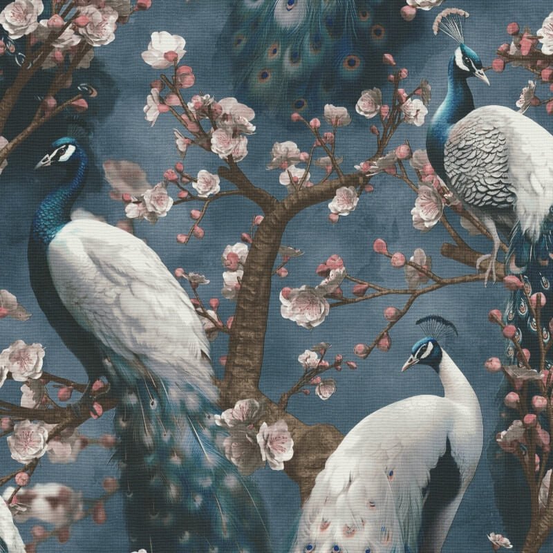 Pavo Peacock Wallpaper - Blue - Erismann - 10414 - 08 - Premier Wallcovering