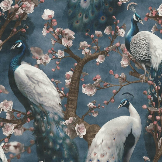 Pavo Peacock Wallpaper - Blue - Erismann - 10414 - 08 - Premier Wallcovering