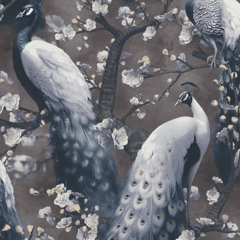 Pavo Peacock Wallpaper - Black - Erismann - 10414 - 15 - Premier Wallcovering