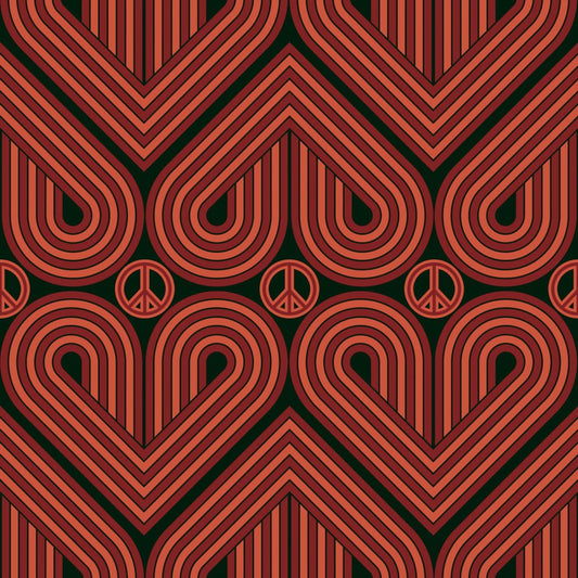 Peace and Love Wallpaper - Coral & Rouge on Twilight - Lust Home - LH900464 - Premier Wallcovering